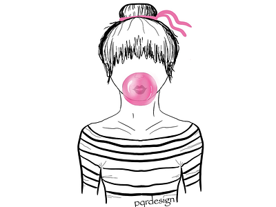 Girl with bubblegum art design illustration illustrator