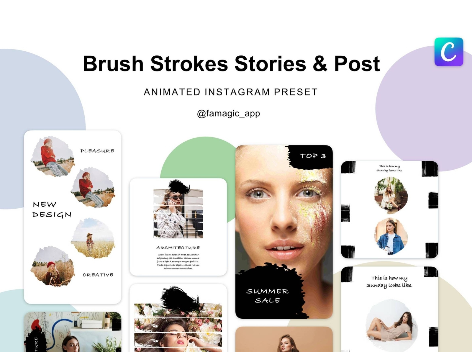 Brush Strokes Animated slides for Instagram Stories and Post by Uno