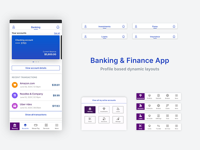 Banking & Finance App: Navigation layout adobexd app design banking concept content strategy dynamic app layouts exploration finance fintech mobile navigation product design product strategy ux