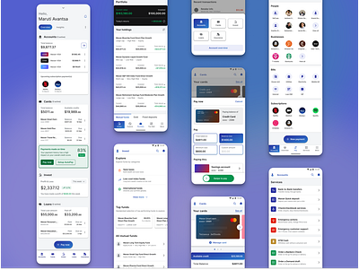 Banking and Finance: Mobile App accounts app design banking banking app cards concept credit cards design exploration finance investments loans material design mobile app mobileapp mutual fund mutual funds nav profiles ui ux
