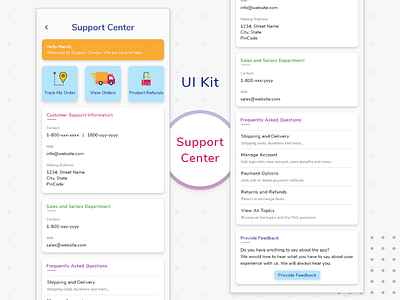 UI Kit | Support Center UI Design carddesign mobileapp supportcenter uikit