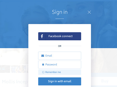 Sign in modal connect email facebook modal signin