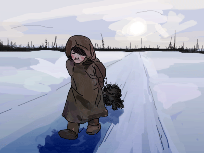 Nenet Child 2d 2d animation animation animation2d character design child drawing gif nenet snow walking winter