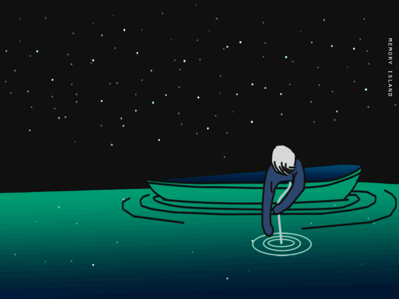 Memory Island 2d animation blue boat boy character design drawing gif gr4v17 green memory night ocean sky stars