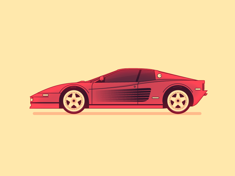 Ferrari Testarossa illustration 1985 animation car design ferrari illustration motion retro testarossa wheels