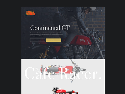 Royal Enfield Redesign cafe racer classic enfield landing page modern motorcycle royal ui ux webdesign website