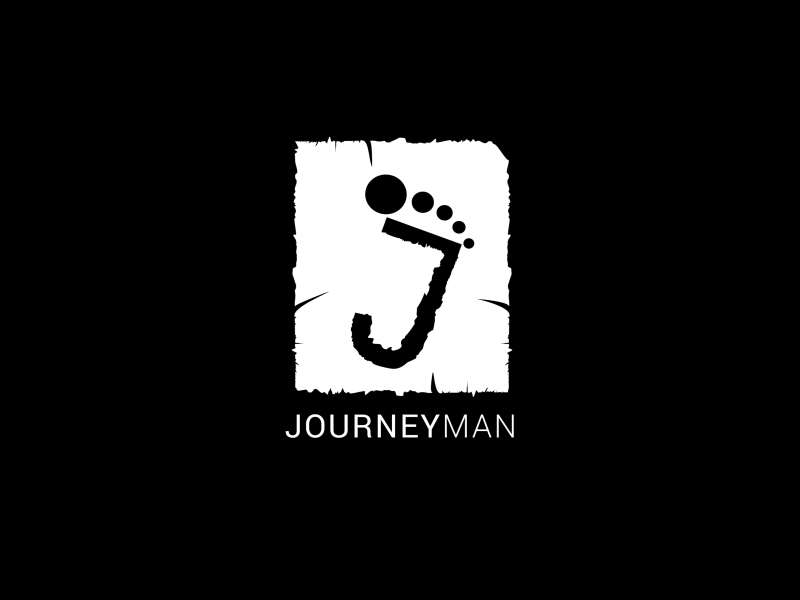 Journey Man 2d animation black black and white brand identity font foot icon illustration j journey logo sketch step typography