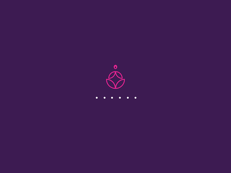 One Aum 2d after affects animation dots fitness flower gif illustration logo lotus motion graphics pink purple typogaphy vector yoga