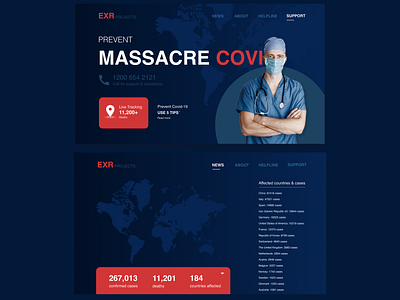 Live tracking corona cases. Website concept