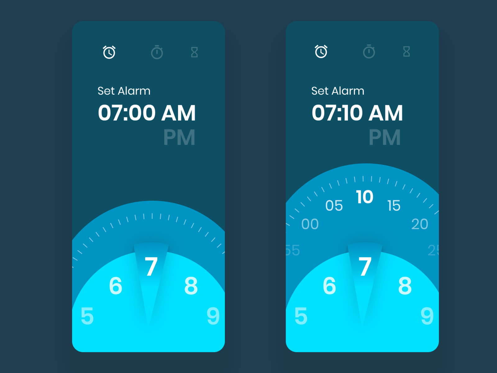 Alarm Clock User interface by Joydeep Chatterjee on Dribbble