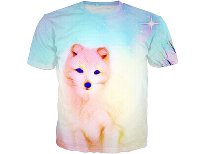 Fox in Winter All Over Print T-shirt all over print blue cute fox pink pretty t shirt winter