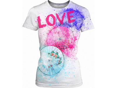 Watercolor Umbrella Women’s T-shirt colorful love t shirt umbrella watercolor womens