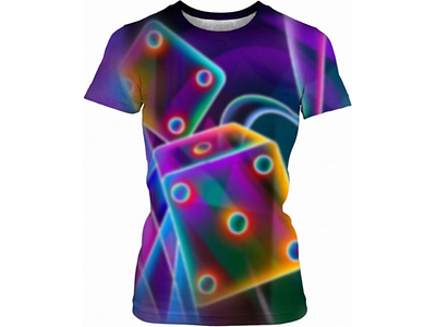Neon Dice Women’s T-shirt abstract composition design dice neon t shirt womens