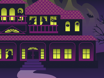 Monster Mansion bat dracula frankenstein ghost halloween haunted haunted house horror mansion werewolf witch