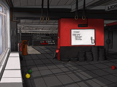 Workspaces: Gym illustration linedrawing procreate