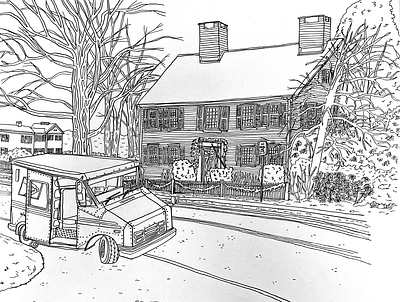 MainStreet Mail illustration lifedrawing lineart penandink urban sketching