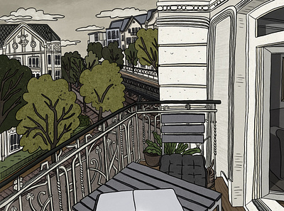 Hamburg Balcony archisketch illustration procreate urban sketch urban sketching
