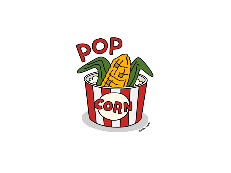 It's Poppin' doodle drawing food gif popcorn procreate
