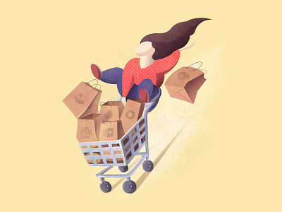 Rider on the Goods article bag blog cart design girl good illustration premium subscription thedesignest