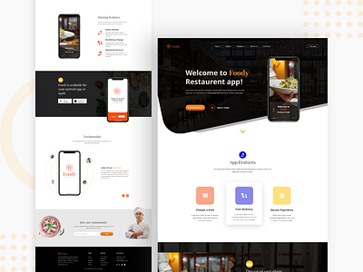 Restaurant App Landing Page app delivery design food landing page restaurant restaurant app ui ux web website