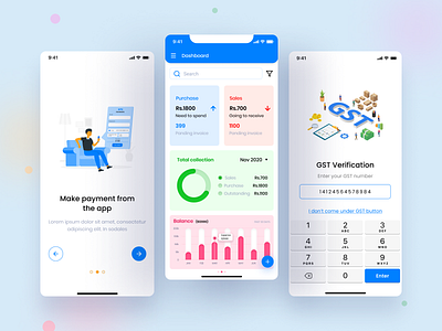 Accounting App accounting app app app screen application cool design dashboard design graphic design gst illustration minimal mobile mobile app mobile mockup payment product trends ui uiux verification