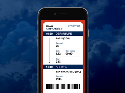 Boarding Pass #dailyui 024 024 blue boarding pass dailyui mobile red ui