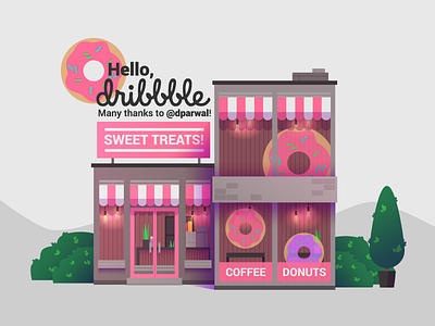 Hello Dibbble | Donut Shop debut donut hello shop vector