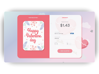 Checkout Valentine Card for Charity – Daily UI 002 charity checkout checkout page color dailyui 002 design valentine card