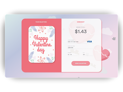 Checkout Valentine Card for Charity – Daily UI 002