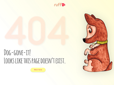 Doggie 404 Page – Daily UI 008 404 404 page design dog ui watercolor