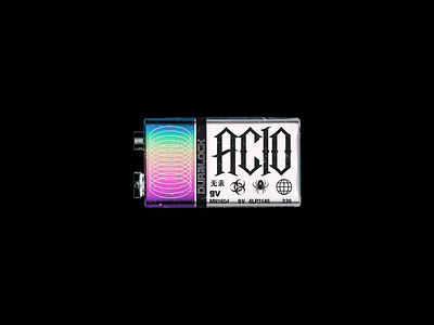 ACID - 9V Battery Artwok 9v acid artwork battery colorful design graphic design graphicdesign holographic retro type