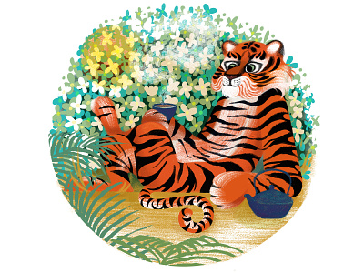 Year of the Tiger character character design childrenslit graphic design illustration jungle kidlit texture tiger vintage