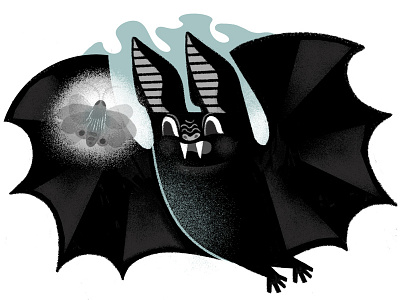 Bat art bat echolocation halloween illustration moth