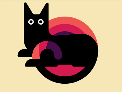 Rug Cat black cat boo cat circles illustrator kitty psychedelic rug vector