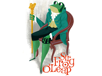 Sir Frog O'Leap character design clipstudio design digital illustration flat frog frogs handlettering illustration kidlit lettering mid century mid century illustration photoshop texture typography