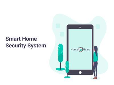 Smart Home Security System branding design illustration landing screen logo mobile app design ui ux