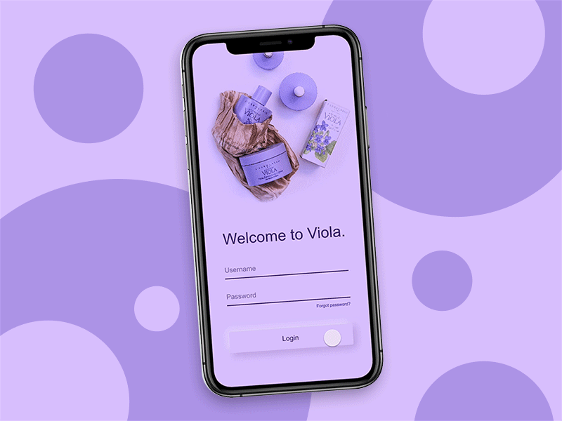 Prototype exploration animation app lavender login prototype purple