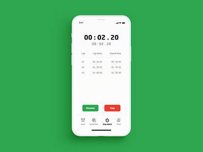 StopWatch app design illustrator ui ux