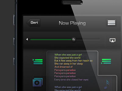 Music Player app app application black design ios iphone istanbul music photoshop player psd style textures turkey ui