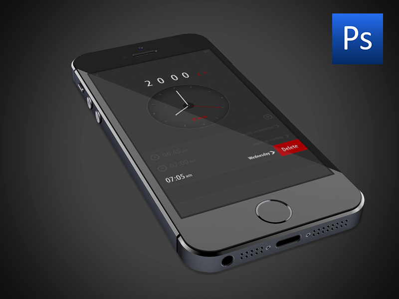 Free PSD Alarm App Uİ free psd alarm app uİ iphone ipad design ux clock