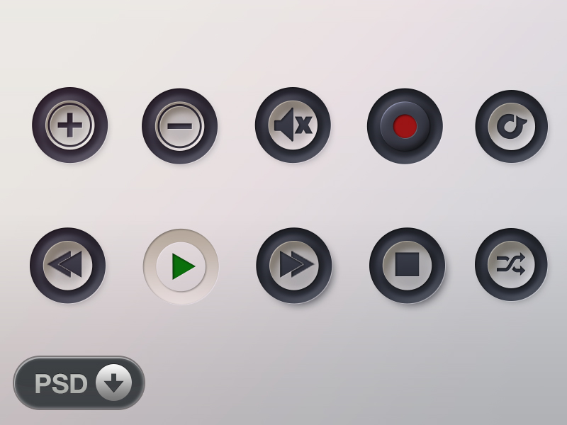 (Free PSD) Music Player Button Set by aliosmanis on Dribbble