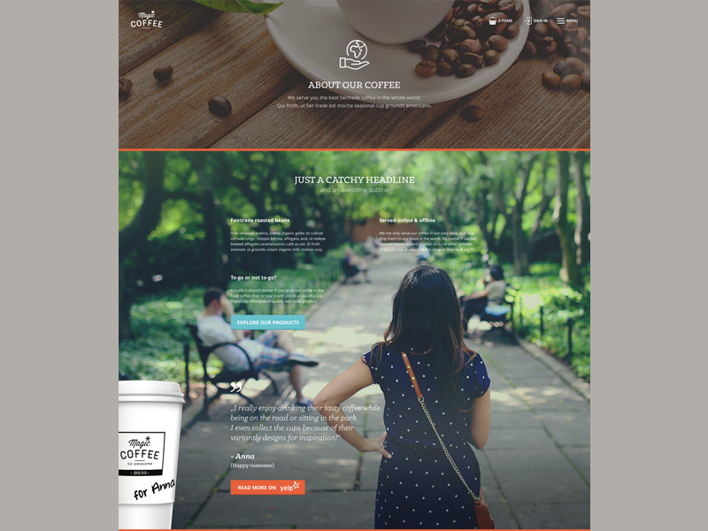 magic*coffee — Content Page exploration by Dennis Reimers on Dribbble