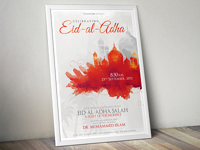 Eid ul Adha Islamic Flyer Design color creative eid eid ul adha flyer islamic minimal mosque muslim poster simple water