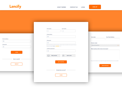 Lancify - Login, Sign up, Contact app button contact form cta icons input input field input fields login login box login form sign design sign in