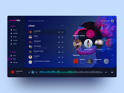 Music player app design music app ui ux web web design website