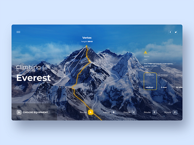 Interface choice of Everest ascent route app design discover icon typography ui user experience user interface design userinterface ux web web design website