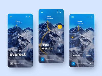 Everest climbing routes. APP app design discover ui ux web web design website