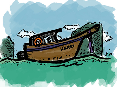 Krabi Doodle beach boat color doodle