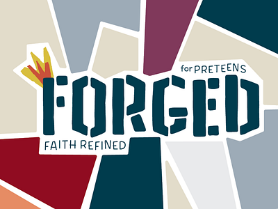 Forged: Faith Refined biblestudy colorblock cover cover design curriculum design fire forge kids