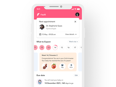 Pregnancy tracker - App dailyui design mobile app mobile ui ui uidesign uiux uiuxdesign uxdesign uxui